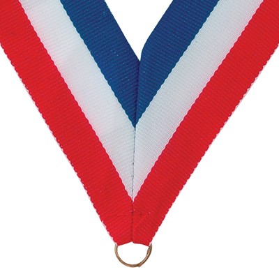 1½" Wide Red, White & Blue V-Neck Ribbon w/Metal Ring