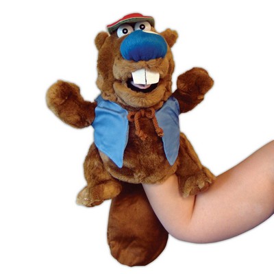 Custom Plush Beaver Mascot Hand Puppet w/ Vest