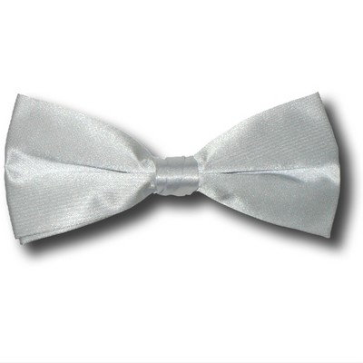 Solid White Satin Bow Tie