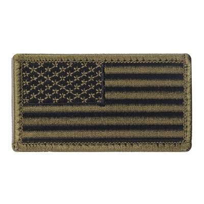 Olive Drab/Black American Flag Patch with Hook Back