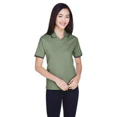 Devon and Jones Ladies' Tipped Perfect Pima Interlock Polo