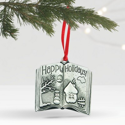 2"x 1.75" Stock Happy Holidays Book Ornament