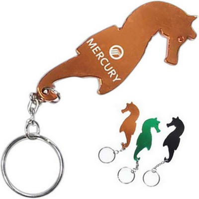 Sea Horse Aluminum Bottle Opener w/Keychain (2 Week Production)