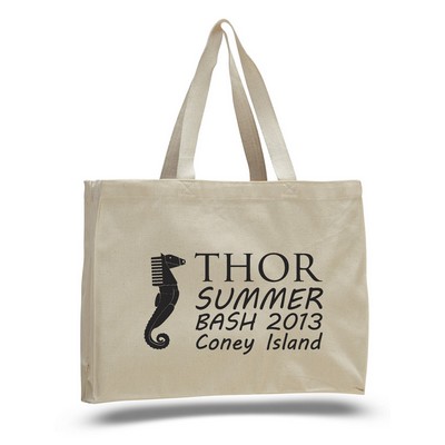 12 Oz. Natural Canvas Tote Bag w/ Full Gusset - 1 Color (15"x12"x4")