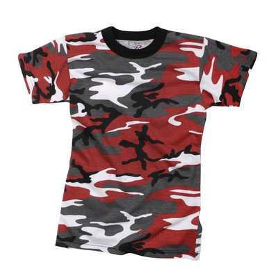 Kids' Red Camouflage Military T-Shirt (XS to XL)