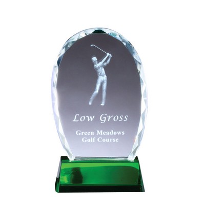 Crystal Oval 3-D Lasered Golfer on Green Base