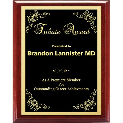 Mahogany Gloss Lasered Plate Award Plaque (12"x15")