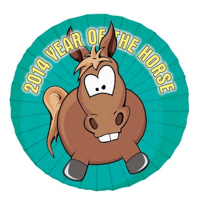 2014 Year of the Horse Round Maxi-Magnet w/ Button Magnet (6 Square Inch)