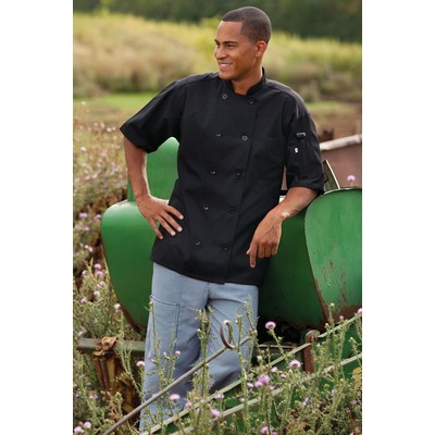 Unisex Black Short Sleeve Moisture Control Chef's Coat (XS-XL)