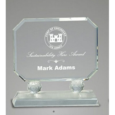 7" Crystal Octagon Award w/Clear Pedestal Base