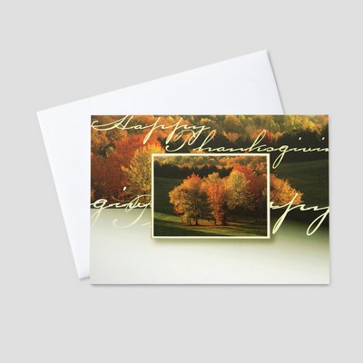 Fall Colors Thanksgiving Greeting Card w/Front Cover Personalization