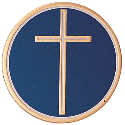 2" Religious Cross Embossed Litho Printed Medallion Insert Disc