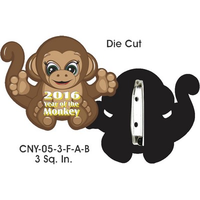 Chinese New Year/2016 Monkey Die Cut Badge (3 Square Inch)