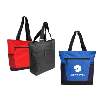 Deluxe Zipper Tote W/Adjustable Shoulder Strap