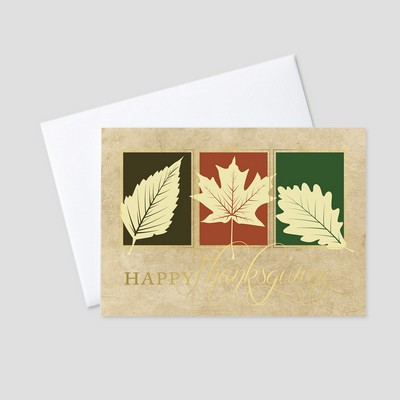 Leaves of Autumn Foil Printed Thanksgiving Greeting Card