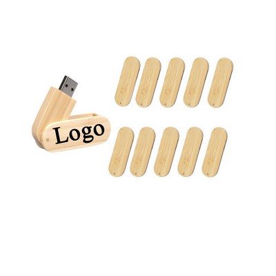 Bamboo Rounded Corner Swivel Design USB Drive