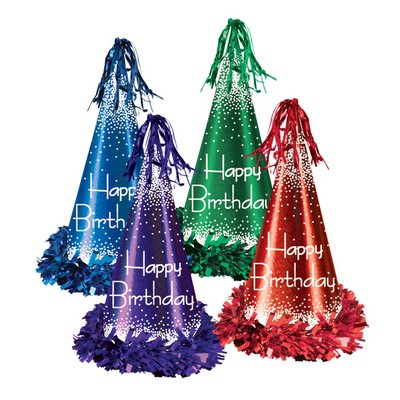 Fringed Foil Happy Birthday Party Hat