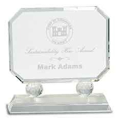 7" Rectangle Crystal on Clear Pedestal Base