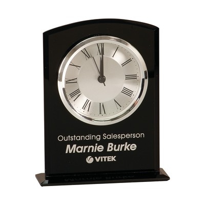 6 1/4" Black Arch Glass Clock