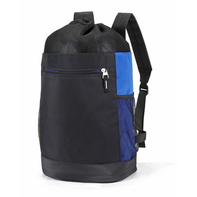 Tri-Mesh Microfiber Drawstring Backpack with Leather-like Bottom