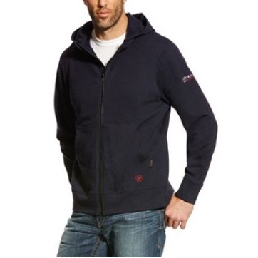 Ariat® Men's FR DuraStretch™ Full Zip Navy Hoodie w/Zipper Garage