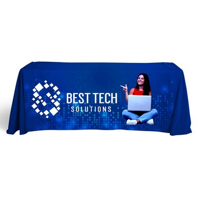 Economy 8' Flat Dye Sublimation Front Panel Imprint White Table Cover (156"x60")