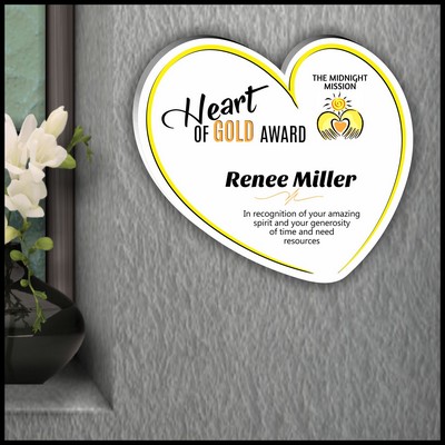 6" Heart Shaped White Acrylic Plaque