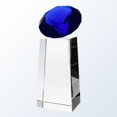 Blue Diamond Slant Optic Crystal Award - Small