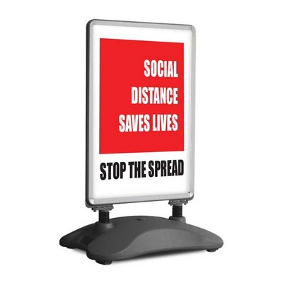 Safety Floor Sidewalk Sign Stands for Covid-19 Awareness - Social Distance Saves Lives