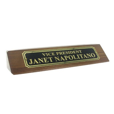 Genuine Walnut Desk Block w/Black Name Plate