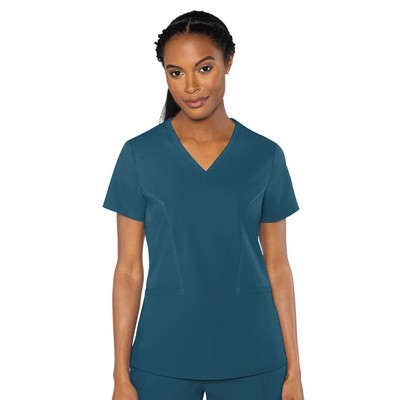 Med Couture Peaches Women's Double V-Neck Scrub Top