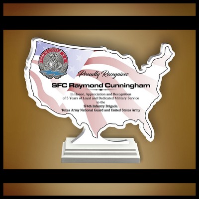 8" USA Shaped White Budget Acrylic Award