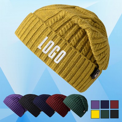 Knitted Beanie Hat/Cap w/ Buckle