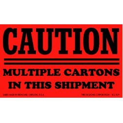 Caution, Multipe Cartons Matte Paper Labels - 3" x 5"