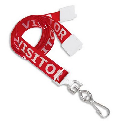 5/8" Pre-Printed Breakaway Lanyards with Swivel Hook, "Visitor"