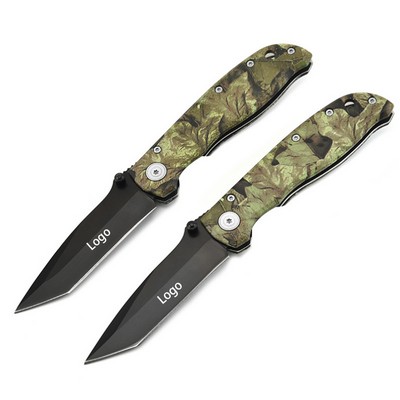 Camouflage Stainless Steel Folding Pocket Knife