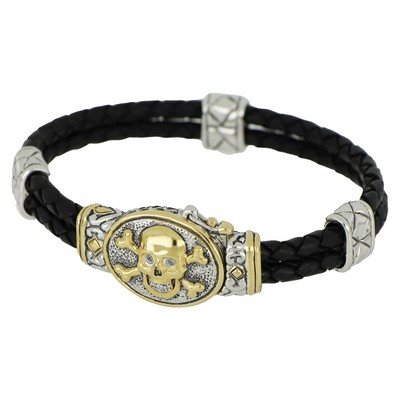 John Medeiros® Men's Leather Bracelet, Black