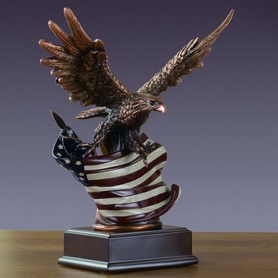 Antique Eagle Trophy w/American Flag (8"x10")