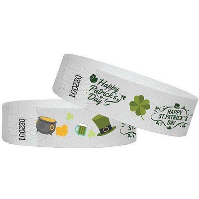 3/4" wide x 10" long - 3/4" Wristbands St Paddy's Full Color 500 Pack Printed 1/0