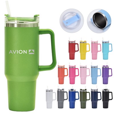 40 Oz Vacuum Tumbler w/ Handle & Straw