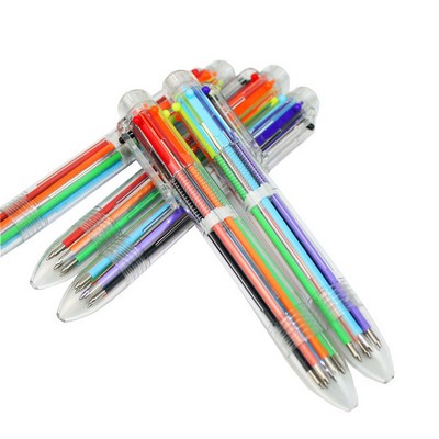 6 Colors Transparent Barrel Ballpoint Pen