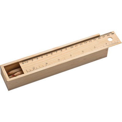 Wooden 12 Colors Pencil Ruler Box Set