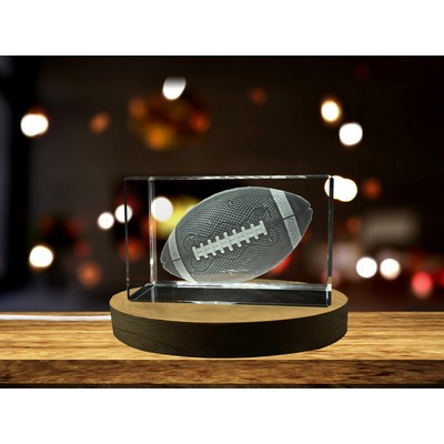 American Football Art | 3d Engraved Crystal Keepsake | Gift/Decor| Collectible | Souvenir