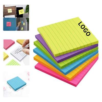 70 Sheets 4 x 4 inch Bright Colors Lined Self-Stick Pads