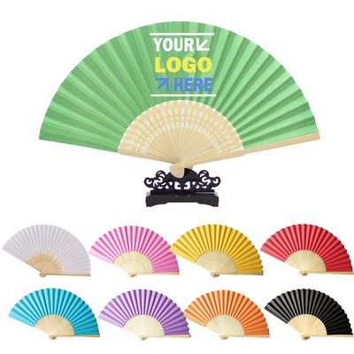 Full-Color Foldable Paper Bamboo Hand Fan