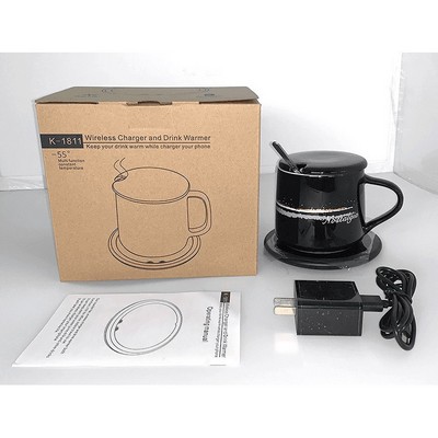 2-in-1 Coffee Cup Warmer & Wireless Charger w/Auto-Shut Off