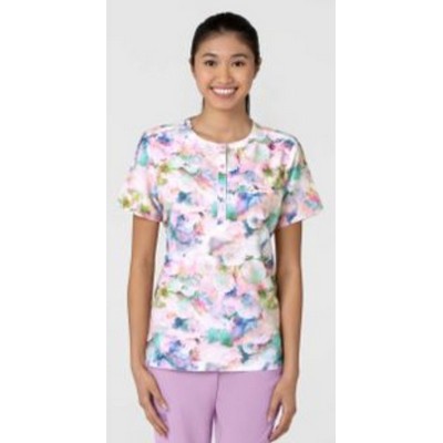 Wink™ Fashion Prints Women's Round Neck Tuck-In Scrub Shirt - Digital Drops