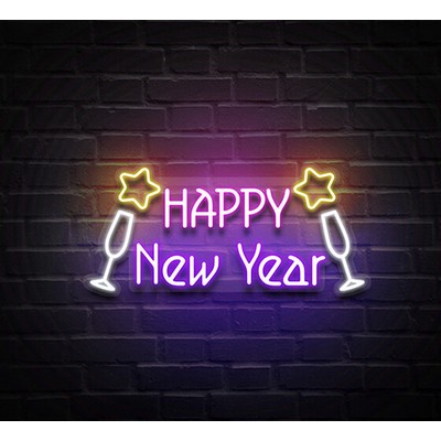 Happy New Year Glass Neon Sign (43 " x 20 ")