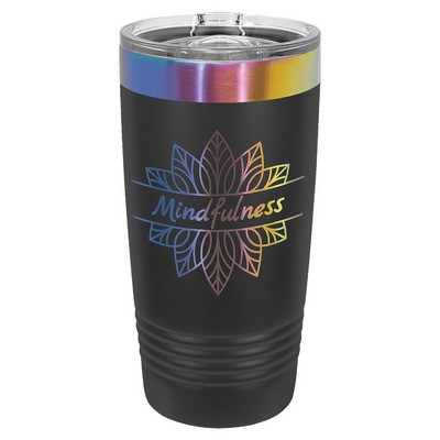 Polar Camel 20 oz. Black/Prism ION-Plated Ringneck Tumbler with Slider Lid