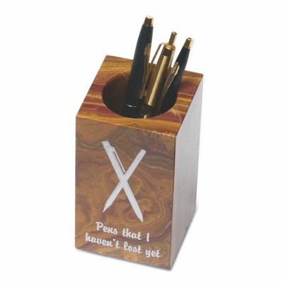 Swirl Amber Onyx Marble Pencil Holder